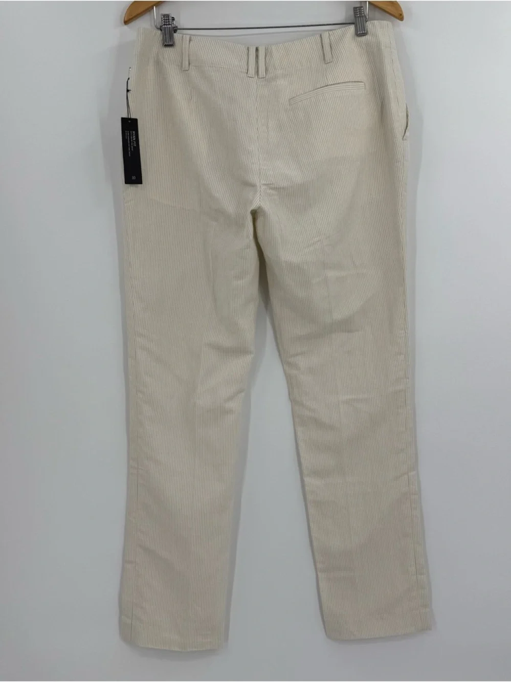 ✦NWT Banana Republic Ryan Fit Pinstripe Silk Linen Trousers | Cream | 10